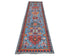 12 Ft Blue Aryana Afghan Hand Knotted Veg Dye Wool Runner Rug